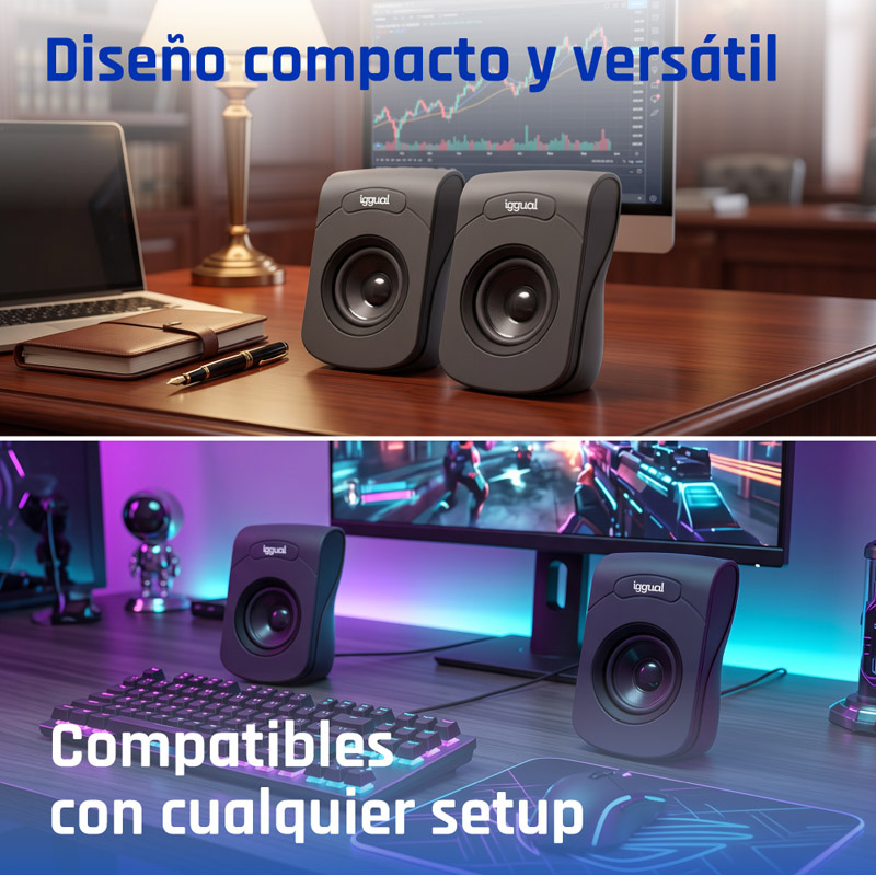 Altavoces iggual IGG316993 USB + Mini-Jack 6W