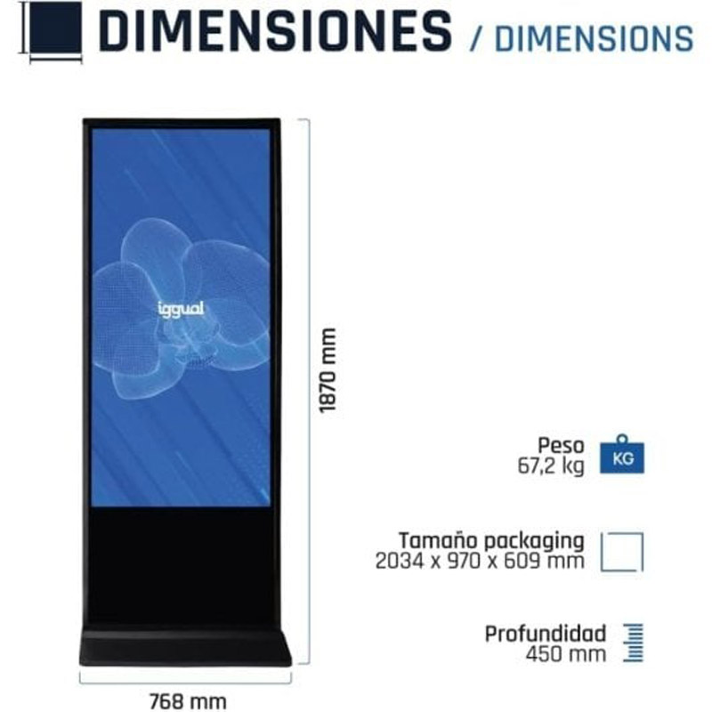 Pantalla Digital iggual ORCHID IGG318799 55 pulgadas LED UHD 4K Tótem Táctil