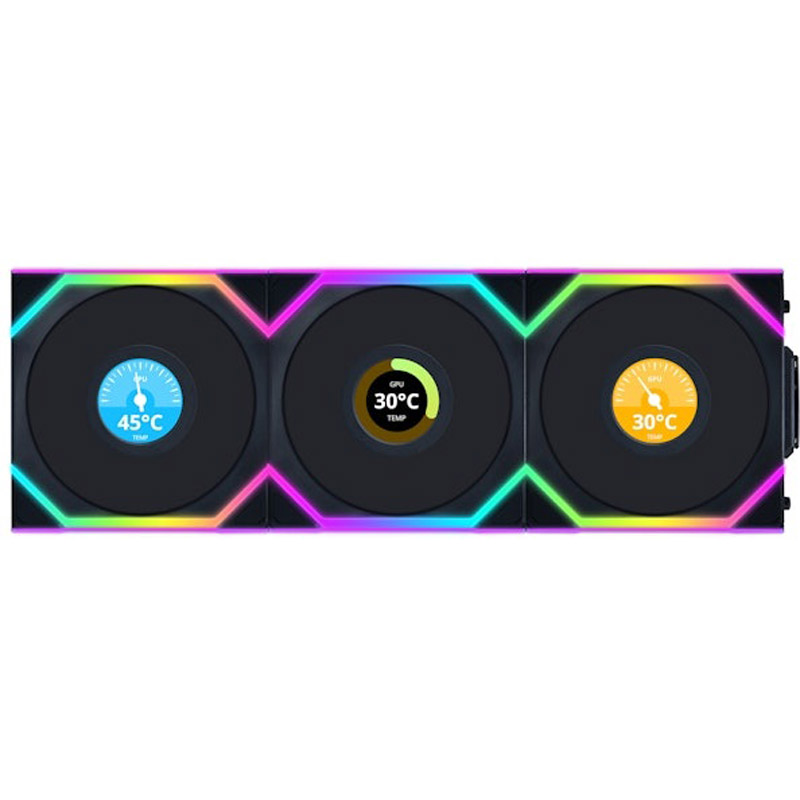 Ventilador Lian Li Uni Fan SL LCD ARGB Reverse Blade 120mm Triple Pack Wireless Negro