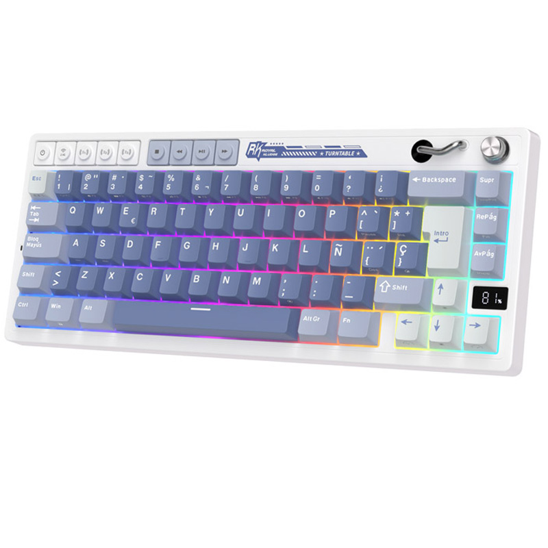 Teclado para Mac y Windows Royal Kludge RKM65 ISO-ES RGB Hot-Swappable Switch Beige Wireless Ocean Blue