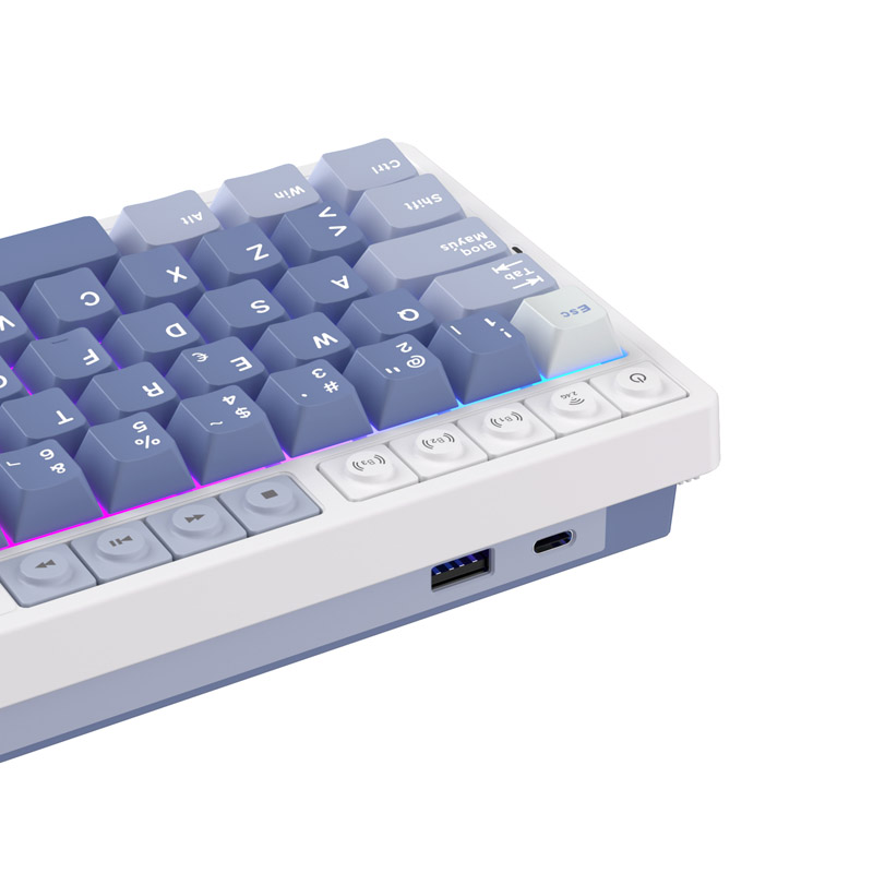 Teclado para Mac y Windows Royal Kludge RKM65 ISO-ES RGB Hot-Swappable Switch Beige Wireless Ocean Blue