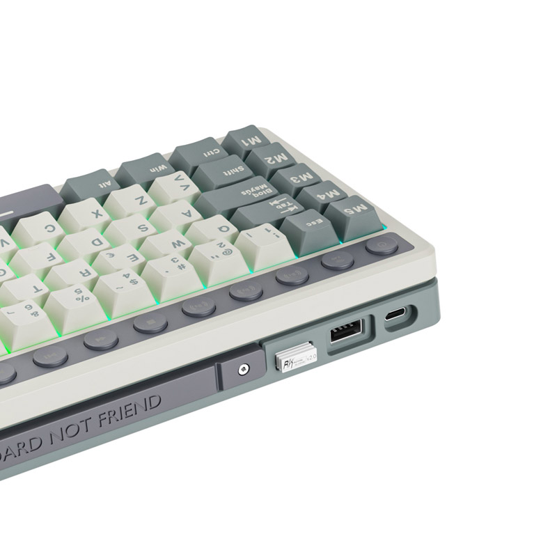 Teclado Gaming Royal Kludge RKM70 ISO-ES RGB Hot-Swappable Switch Beige Wireless Cyan Purple