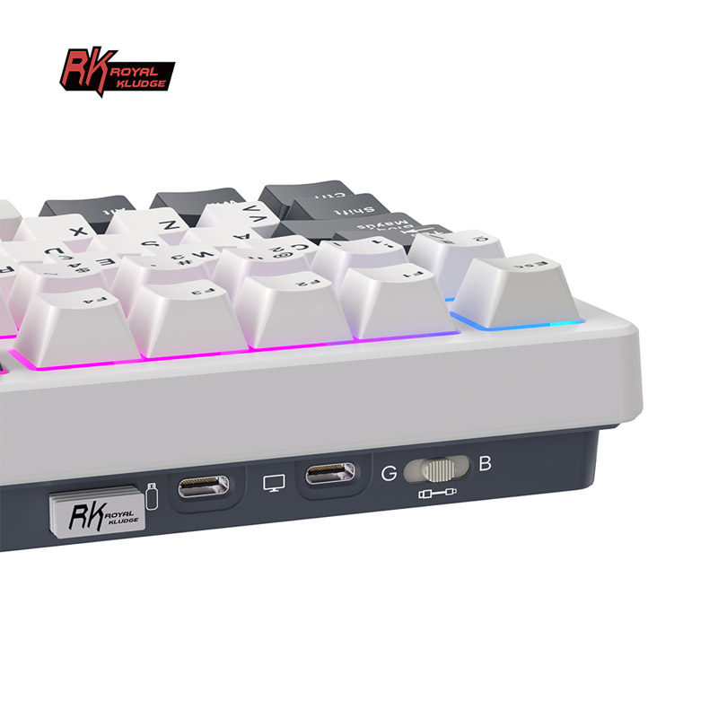 Teclado para Mac y Windows Royal Kludge RKS85 ISO-ES RGB Hot-Swappable Switch Cloud Wireless White Night