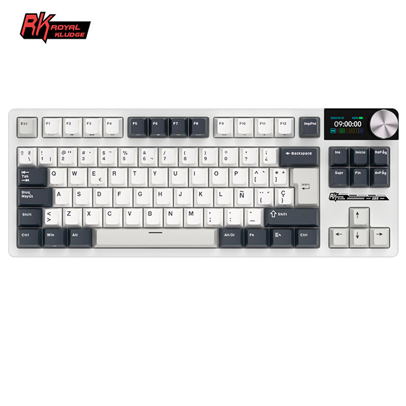 Teclado para Mac y Windows Royal Kludge RKS85 ISO-ES RGB Hot-Swappable Switch Beige Wireless White Night