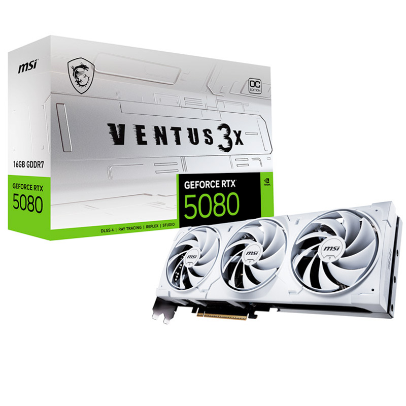 Tarjeta Gráfica MSI GeForce RTX 5080 VENTUS 3X OC WHITE 16GB GDDR7 DLSS4 