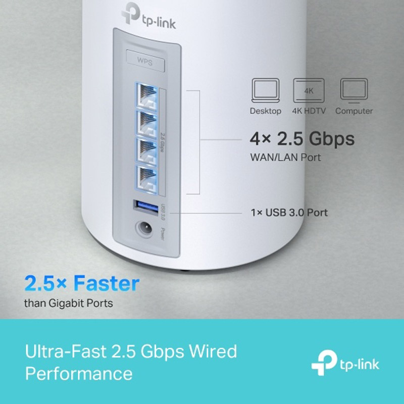 Router TP-Link Deco BE65 Wi-Fi 7 Mesh (2-Pack) Tribanda 4 Puertos 2.5 Gbps