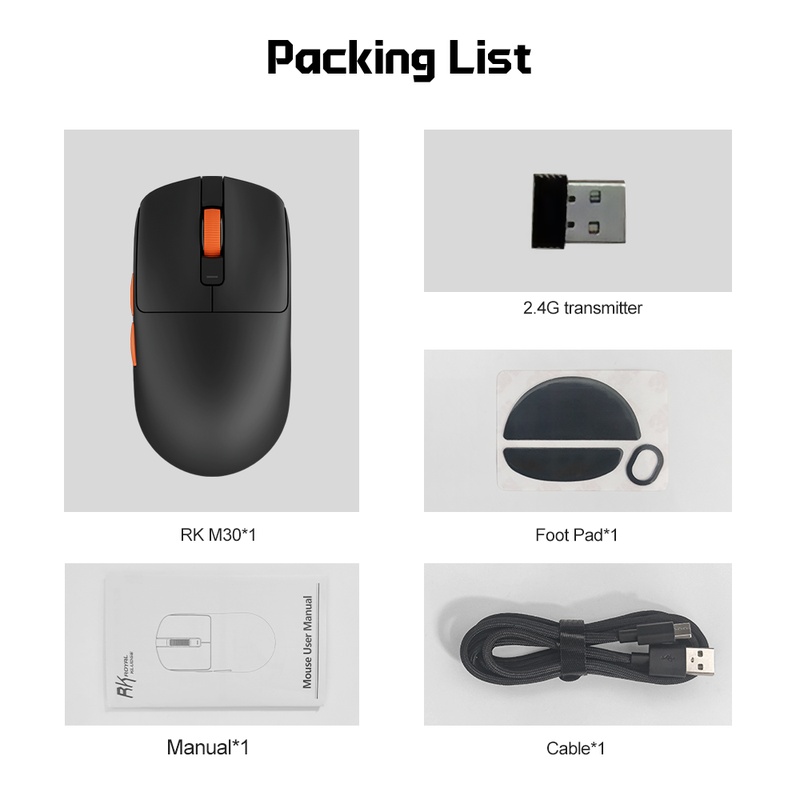 Ratón Royal Kludge RKM30 12000 Dpi 41g Wireless Black Orange