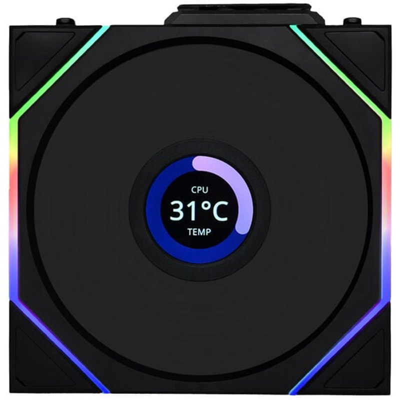 Ventilador Lian Li Uni Fan TL120 Wireless LCD ARGB Reverse Blade 120mm Triple Pack Negro
