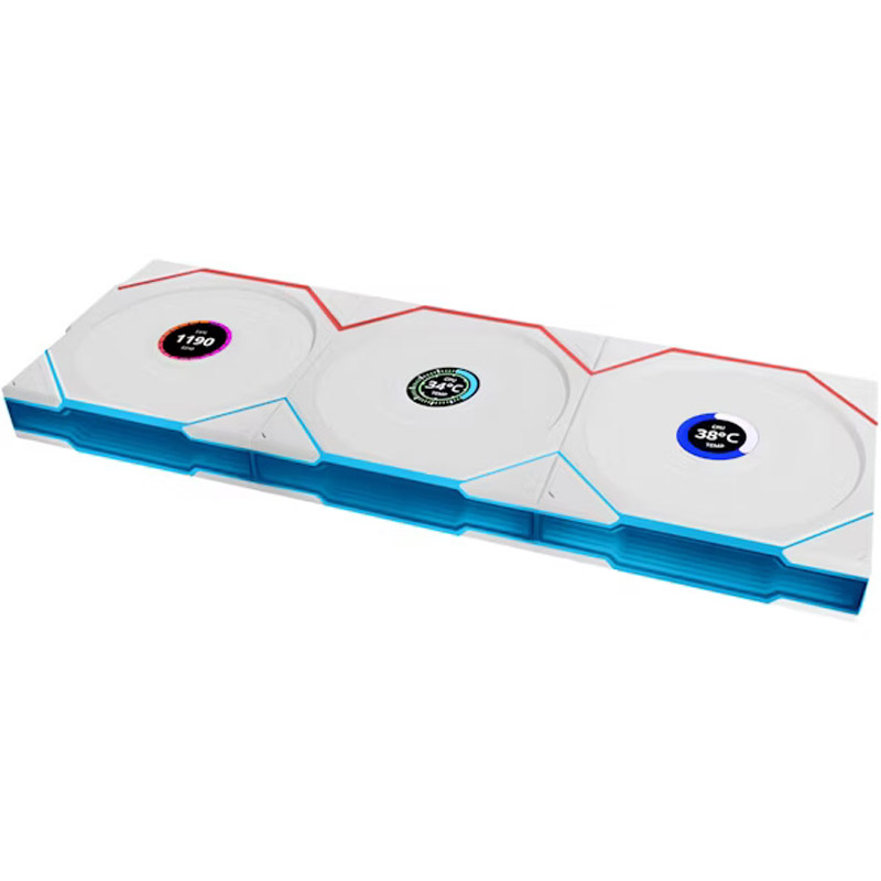 Ventilador Lian Li Uni Fan TL120 Wireless LCD ARGB Reverse Blade 120mm Triple Pack Blanco