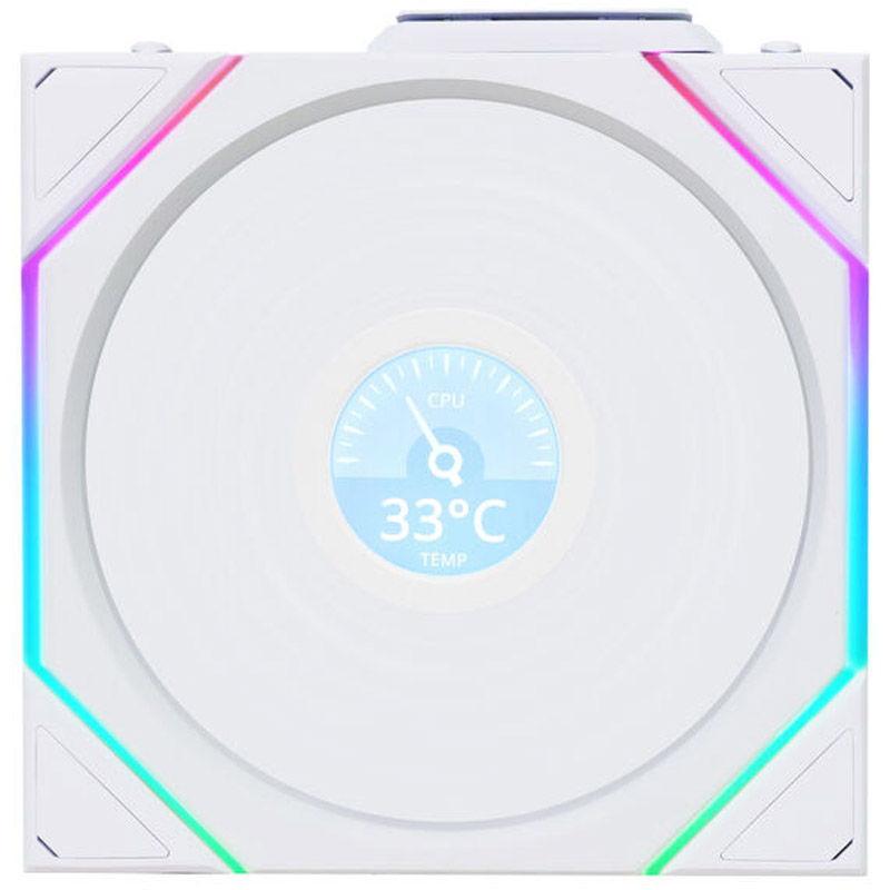 Ventilador Lian Li Uni Fan TL120 Wireless LCD ARGB Reverse Blade 120mm Triple Pack Blanco