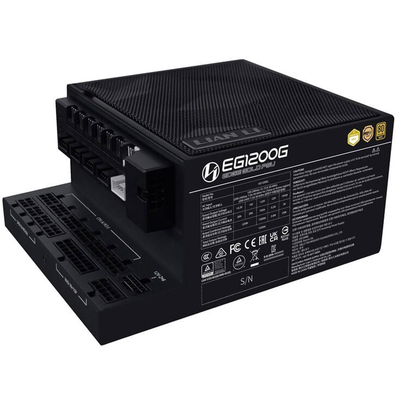 Fuente/PSU Lian Li Edge EG1200G 80 Plus Gold 1200W ATX 3.1 PCIE 5.1 Modular Negro