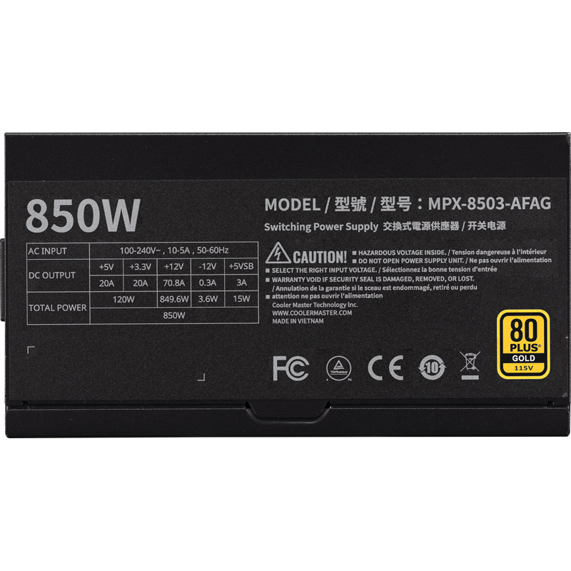 Fuente/PSU Cooler Master MWE Gold 850 V3 80 Plus Gold 850W ATX 3.1 Modular