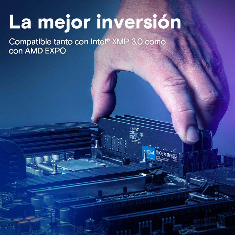 Memoria DDR5 Crucial 32GB 2x16GB 4800MHz CL40 EXPO-XMP