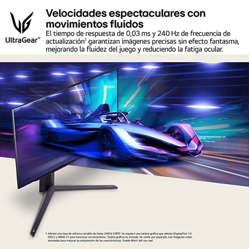 Monitor LG UltraGear 27GS95QX-B 27 pulgadas QHD 2K OLED 240Hz 0.03ms HDR FreeSync/G-Sync