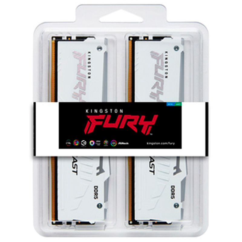 Memoria DDR5 Kingston Fury Beast RGB 64GB 2x32GB 6000MHz CL30 EXPO-XMP Blanco