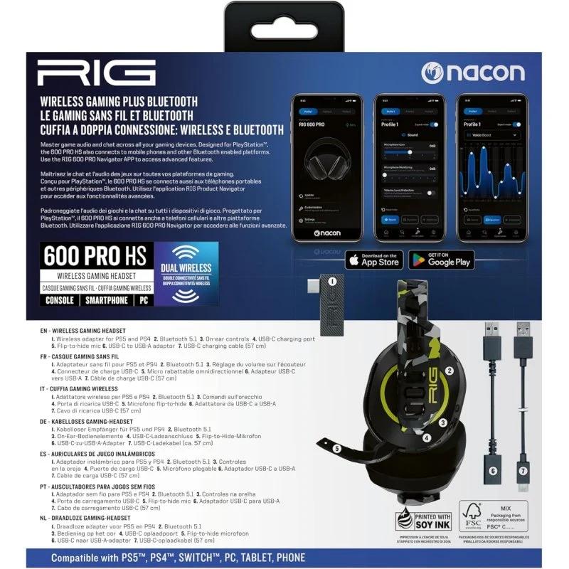Auriculares Nacon RIG 600 Pro HS Multiplataforma Wireless