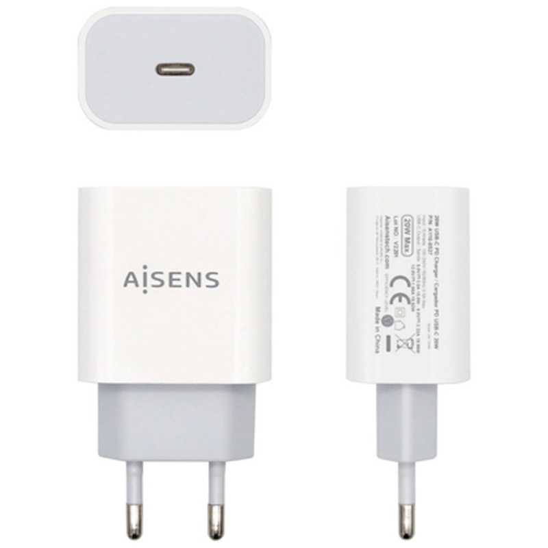 Cargador USB Aisens A110-0537 20W USB-C PD3.0 Blanco