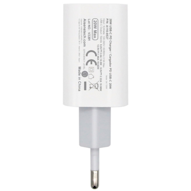 Cargador USB Aisens A110-0537 20W USB-C PD3.0 Blanco