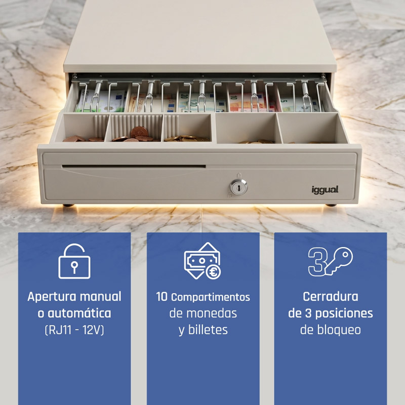 Cajón Portamonedas iggual IRON-30W 42cm Blanco