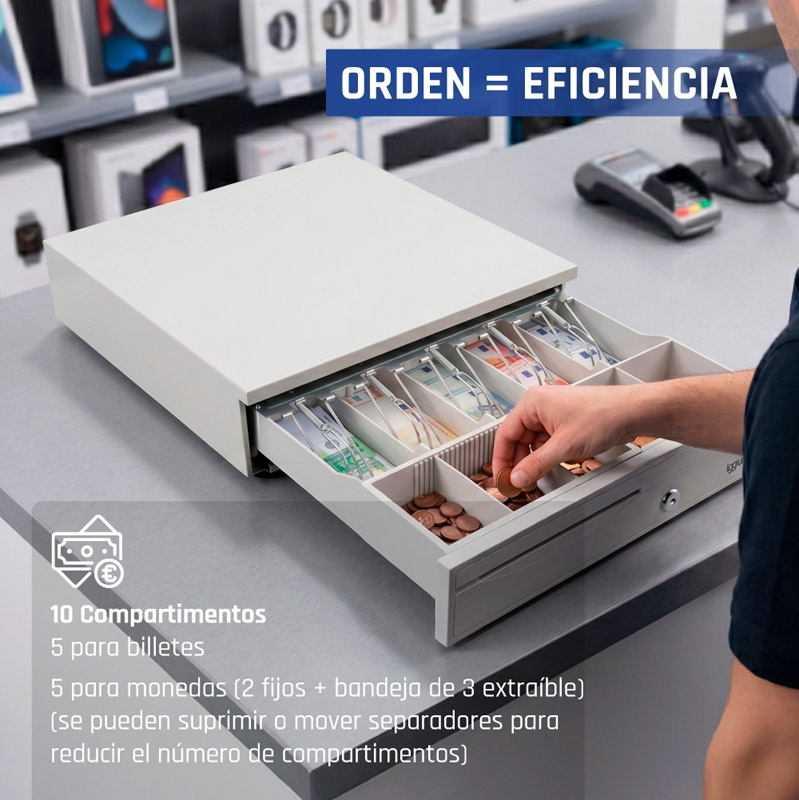 Cajón Portamonedas iggual IRON-30W 42cm Blanco