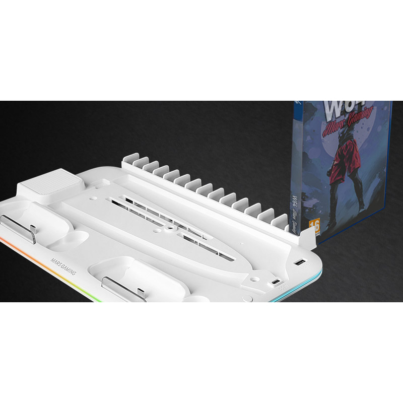 Soporte Mars Gaming MPS5-B2 Multifunción RGB Para PS5 Blanco