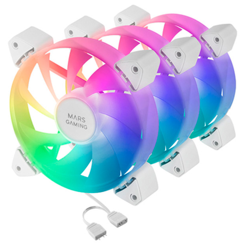 Ventilador Mars Gaming MF-3A ARGB 120mm Triple Pack Blanco
