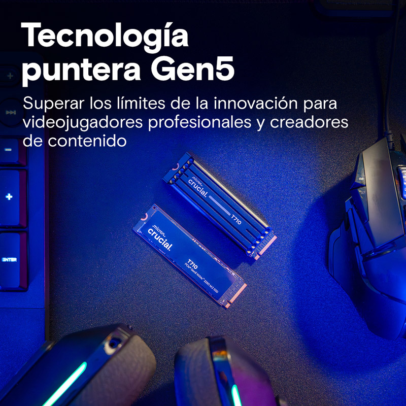 Disco Duro M.2 Crucial T710 2TB PCIe Gen5 x4 NVMe SSD