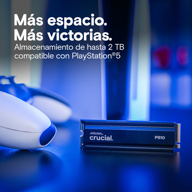 Disco Duro M.2 Crucial P510 2TB PCIe Gen5 x4 NVMe SSD Con Disipador
