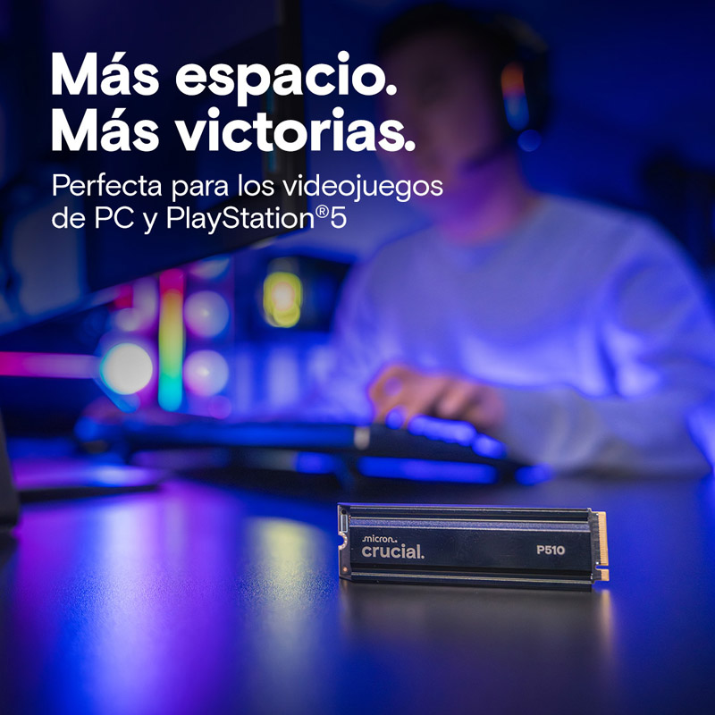 Disco Duro M.2 Crucial P510 2TB PCIe Gen5 x4 NVMe SSD Con Disipador