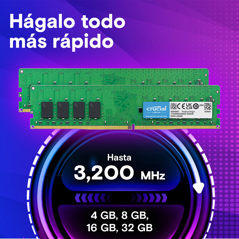 Memoria DDR4 Crucial Classic 32GB 2x16GB 3200MHz CL22 Verde