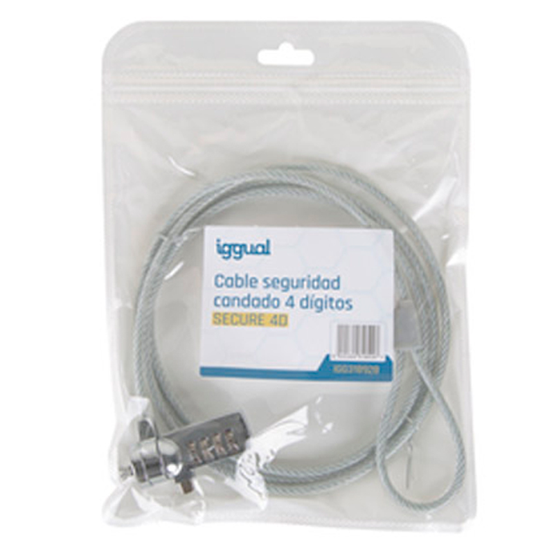 Cable Seguridad iggual IGG318928 Con Candado 4 Dígitos SECURE 4D