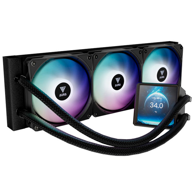 Kit Refrigeración Líquida Gamdias Aura GL360 LCD ARGB Negro