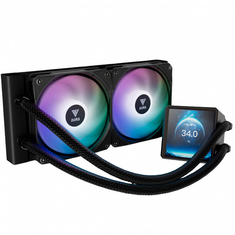 Kit Refrigeración Líquida Gamdias Aura GL240 LCD ARGB Negro