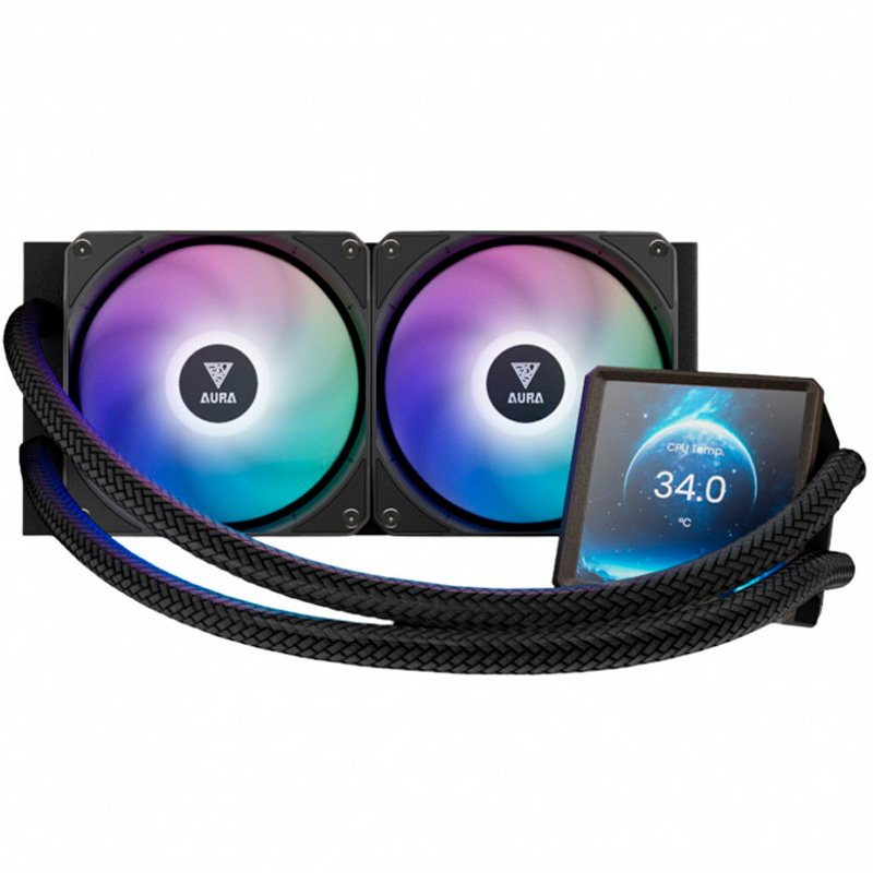 Kit Refrigeración Líquida Gamdias Aura GL240 LCD ARGB Negro