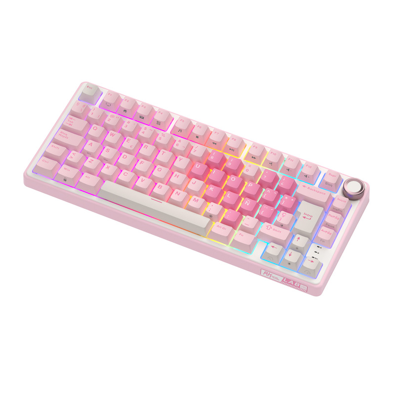 Teclado Royal Kludge R75 Hot Swap Switch Cream Pink Melody