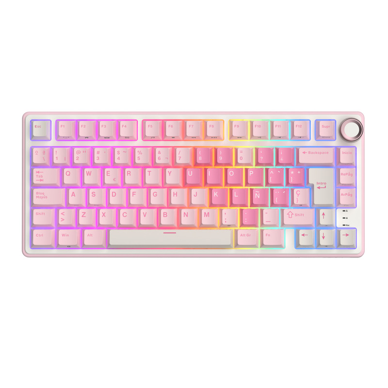 Teclado Royal Kludge R75 Hot Swap Switch Cream Pink Melody