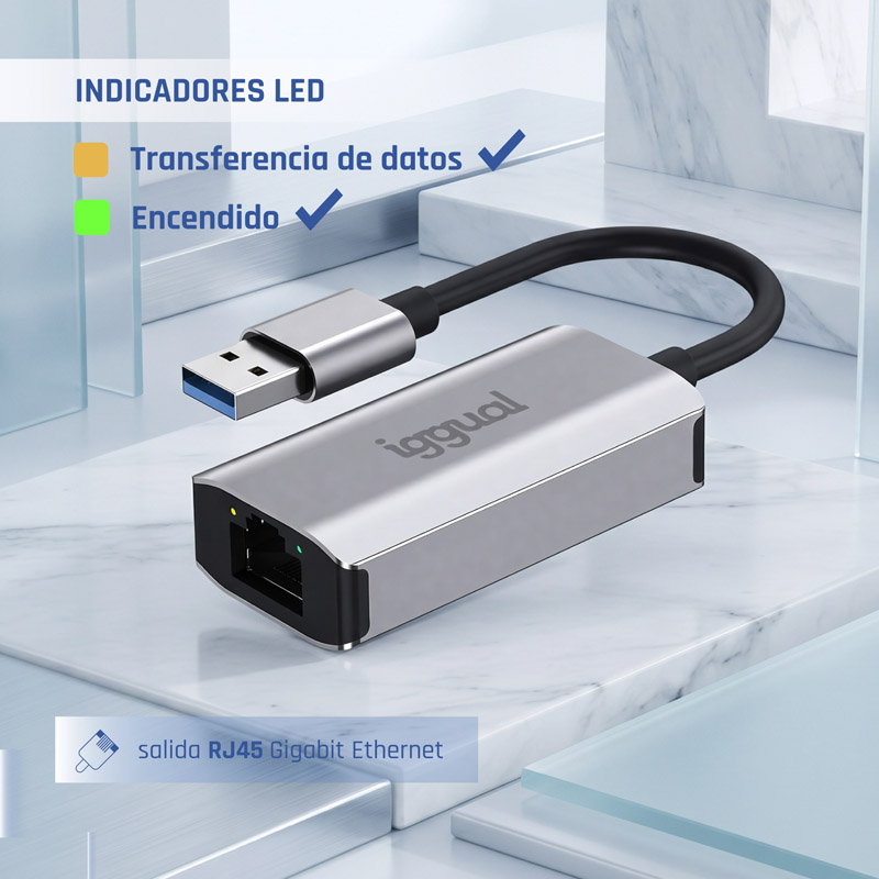 Adaptador iggual IGG318447 USB-A 3.0 A RJ45 Gigabit