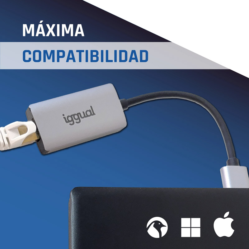 Adaptador iggual IGG318447 USB-A 3.0 A RJ45 Gigabit