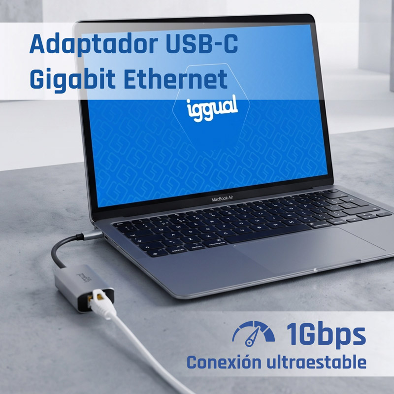 Adaptador iggual IGG317693 Tipo C A RJ45 Gigabit 1000Mbps