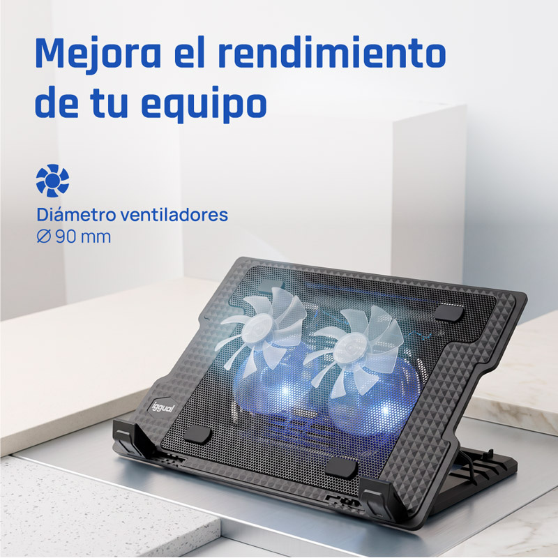 Base iggual RP2V17A Refrigeradora Con 2 Ventiladores Para Portátiles Hasta 17 pulgadas
