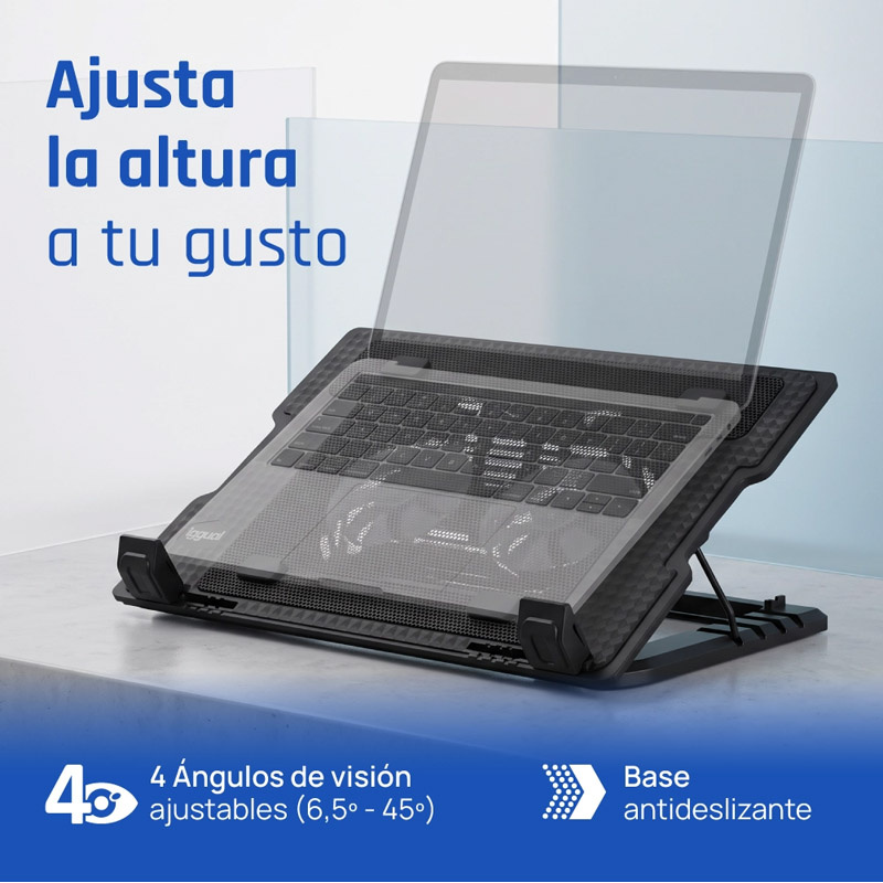 Base iggual RP2V17A Refrigeradora Con 2 Ventiladores Para Portátiles Hasta 17 pulgadas