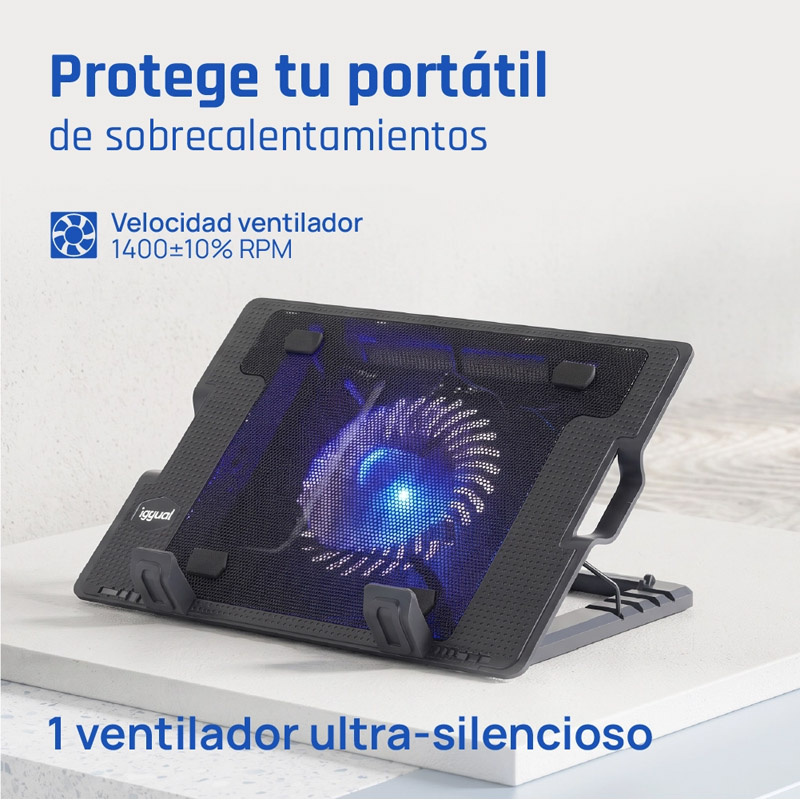 Base iggual RP1V17 Refrigeradora Con 1 Ventilador Para Portátiles Hasta 17 pulgadas