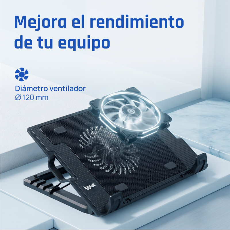 Base iggual RP1V17 Refrigeradora Con 1 Ventilador Para Portátiles Hasta 17 pulgadas