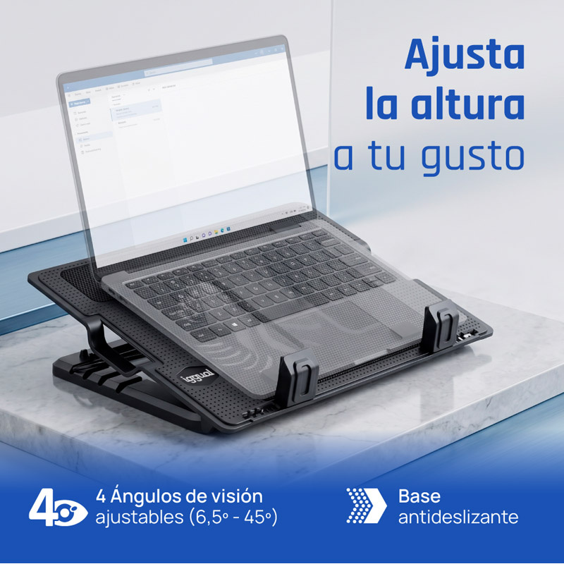 Base iggual RP1V17 Refrigeradora Con 1 Ventilador Para Portátiles Hasta 17 pulgadas
