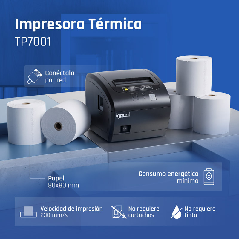 Impresora Térmica iggual TP7001 USB+RJ45 Tickets