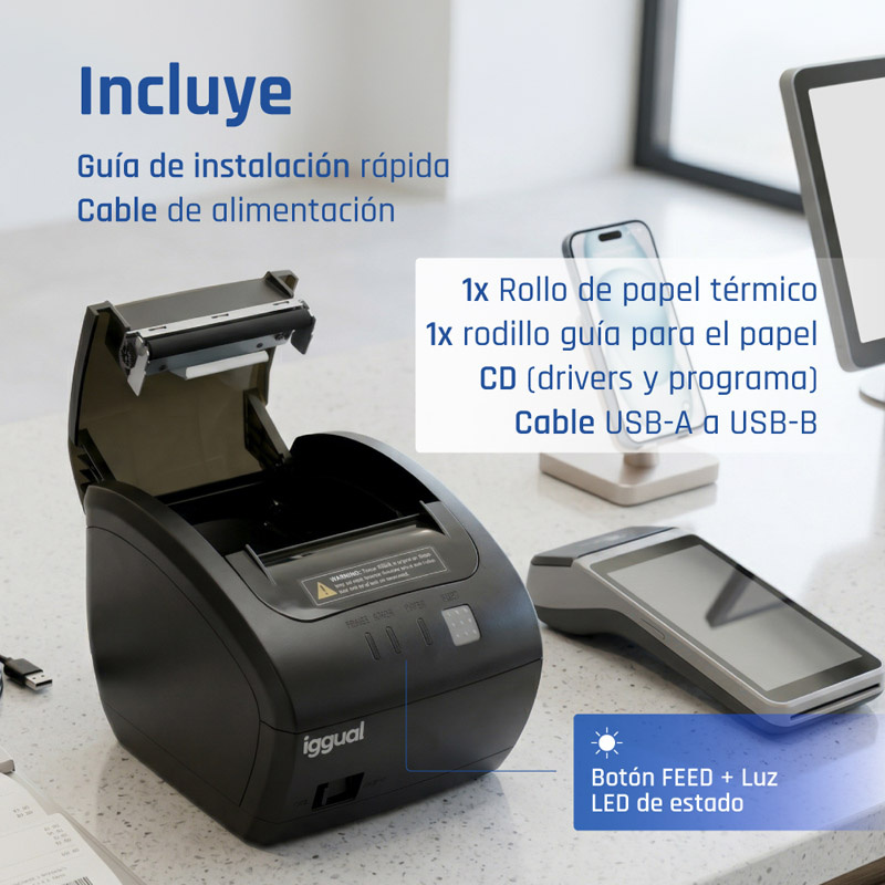 Impresora Térmica iggual TP7001 USB+RJ45 Tickets
