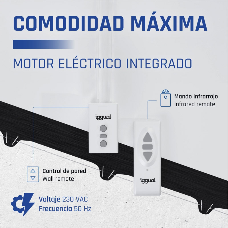 Pantalla Proyección iggual PSIXS203 Eléctrica Tensionada 92 pulgadas 203x114cm