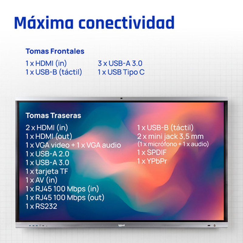 Pantalla iggual ORCHID Interactiva 4K 75 pulgadas Webcam