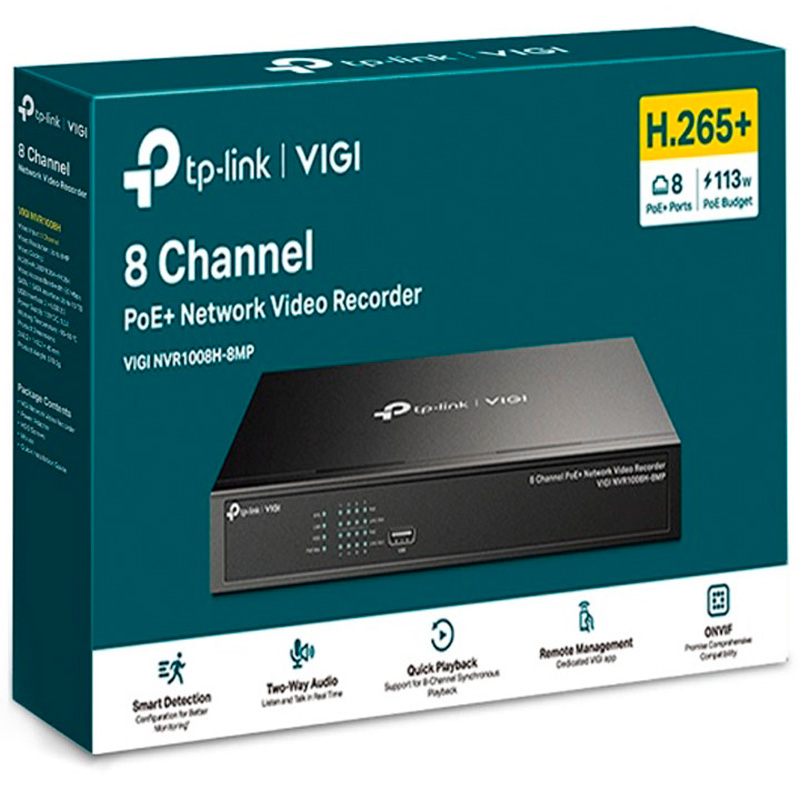 Grabador NVR TP-Link VIGI NVR1008H-8MP IP Rack PoE+ De 8 Canales