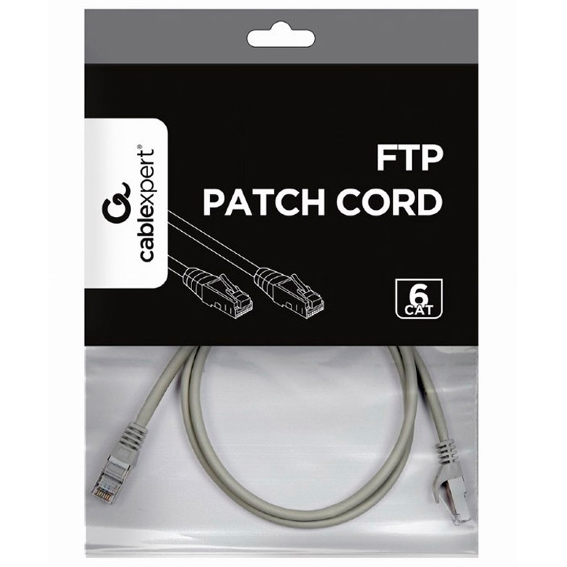 Cable Red Gembird PP6-1M FTP CAT6 AWG26 De Parche 1m Gris